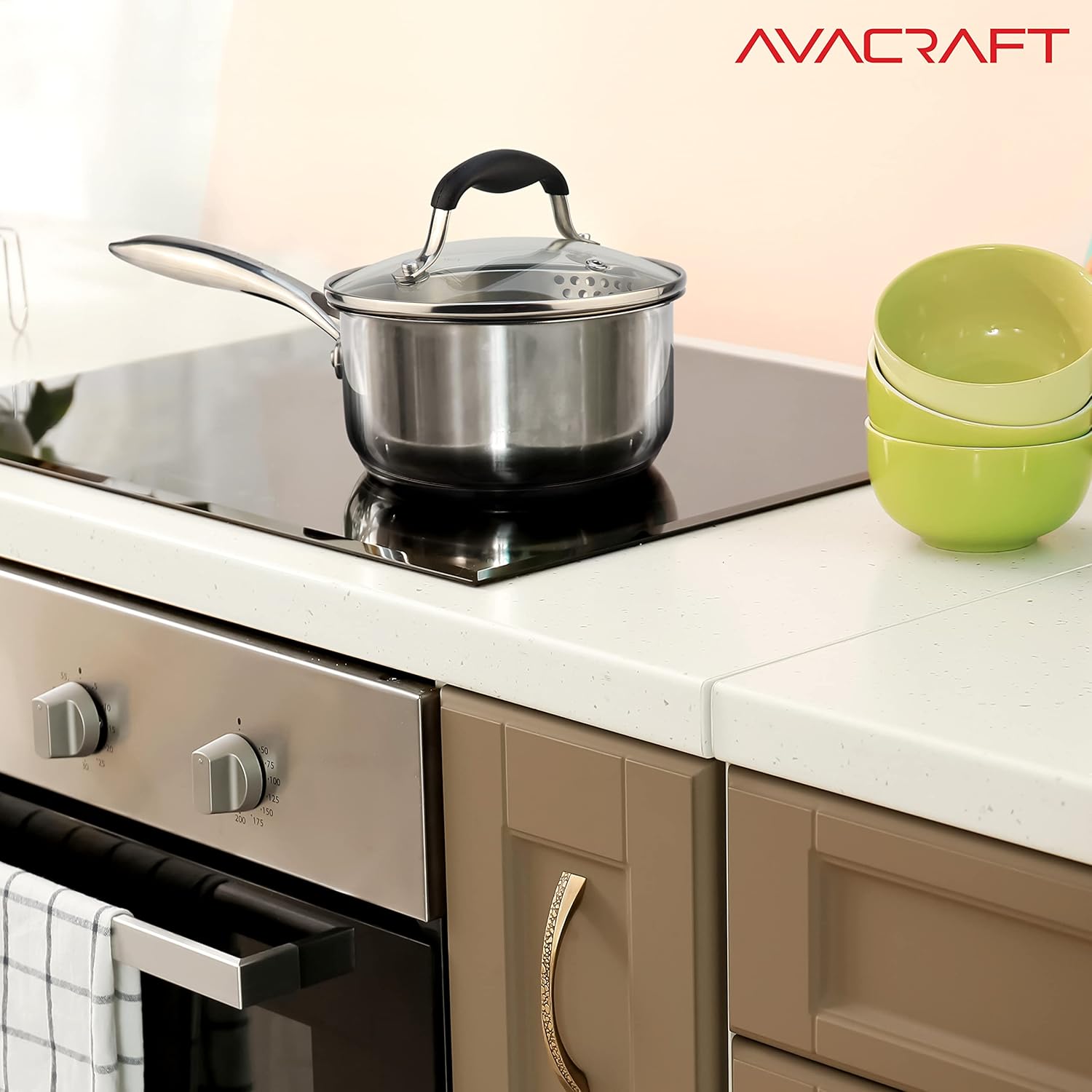 AVACRAFT Multipurpose Saucepan with Glass Lid 15 Qt