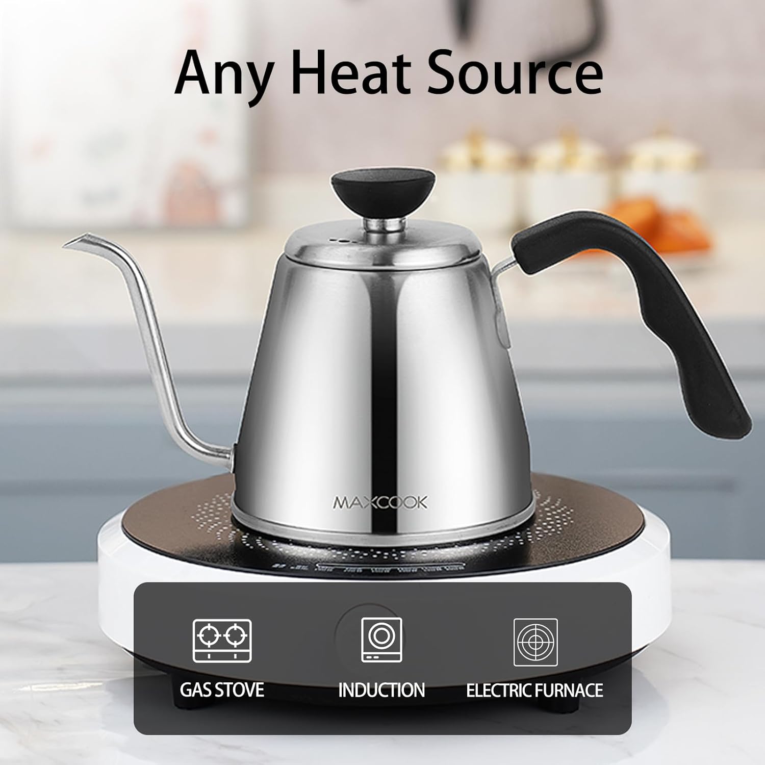 Gooseneck Coffee Kettle Travel-Friendly 24oz Pour Over 304 Stainless Steel