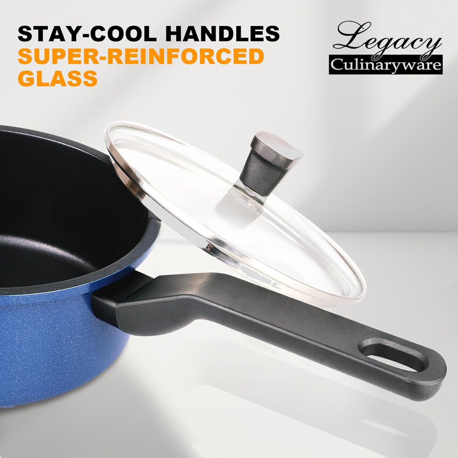 PFOA-Free Non-Stick Saucepan with Lid 15QT Ergonomic Design induction compatible