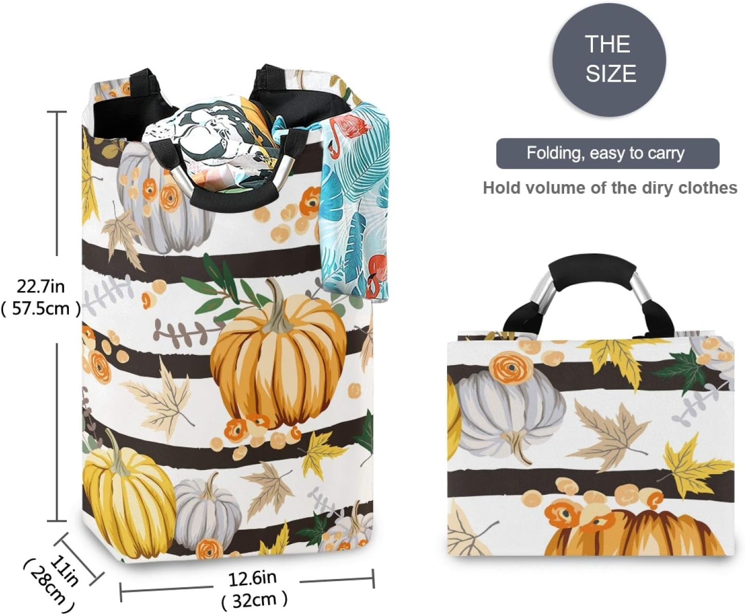 Collapsible Laundry Basket - Fall Orange Pumpkins by Suzukiio