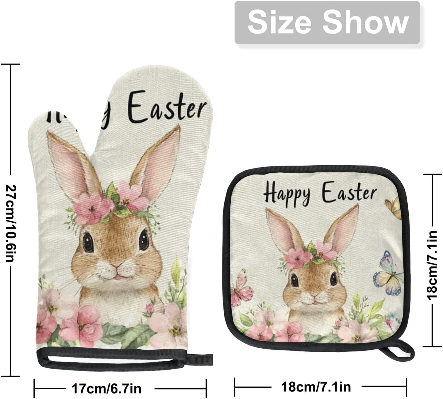 Easter Butterfly Oven Mitts and Pot Holders Set of 2 1