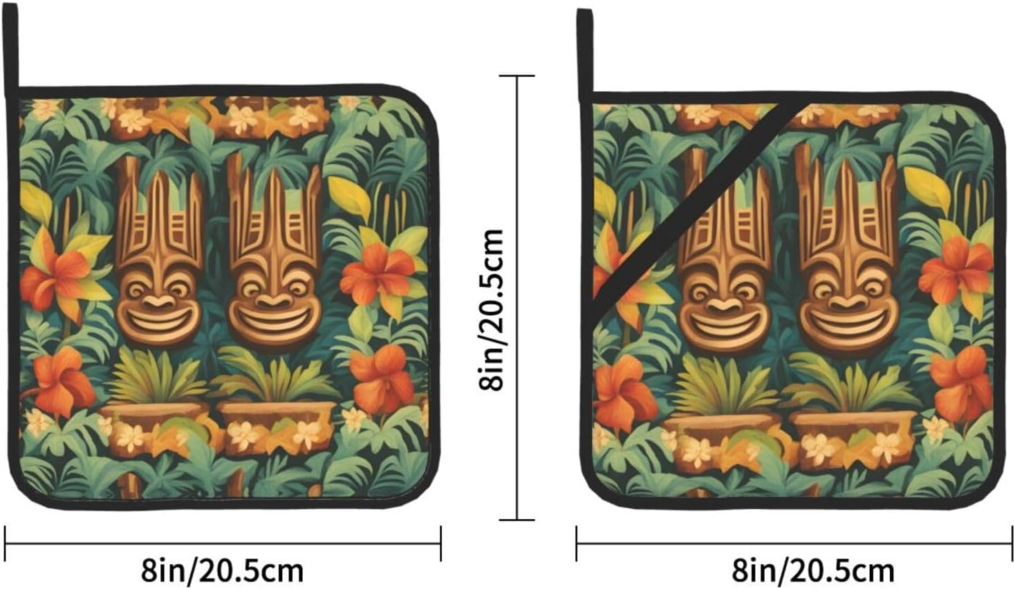 Aloha Tiki 2-Piece Heat-Resistant Potholders BBQ for Cooking Grilling