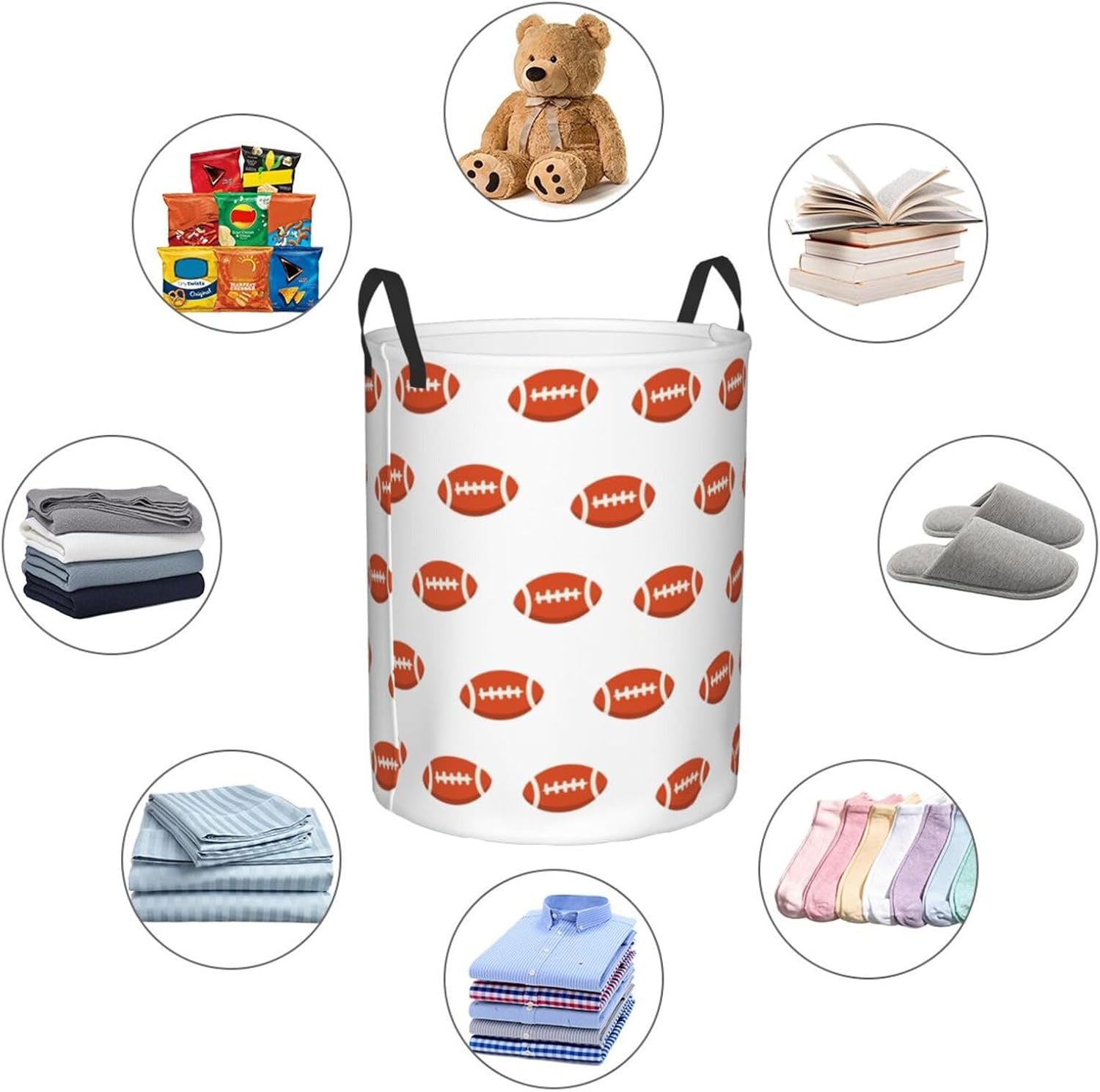 Football Laundry Hamper Collapsible with Handles