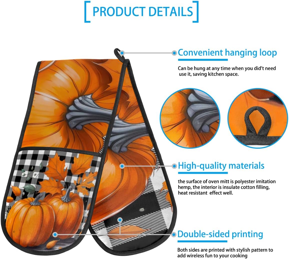 Halloween Halloween Plastic pumpkin checkered double ovenmitts