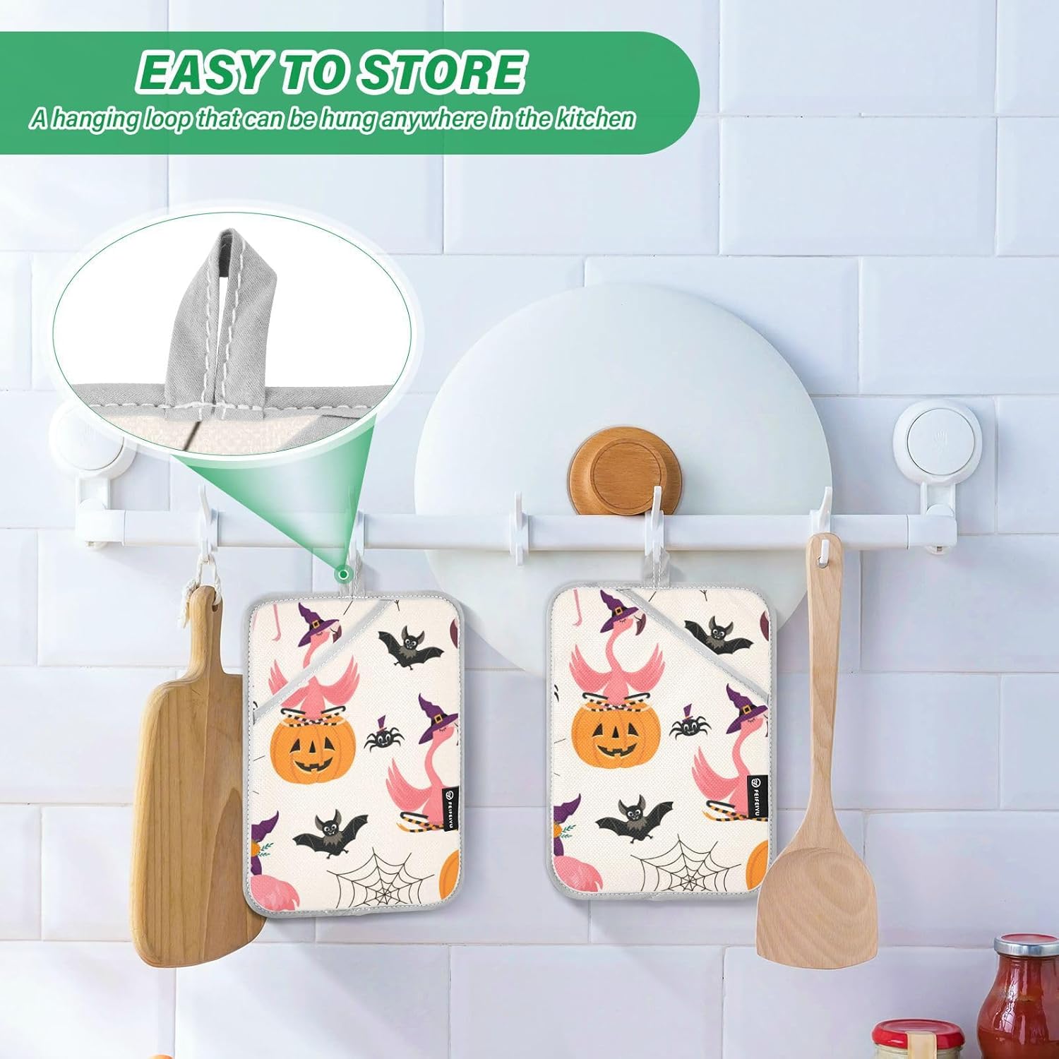 2Pcs Halloween Flamingo Spider Pot Holder Set