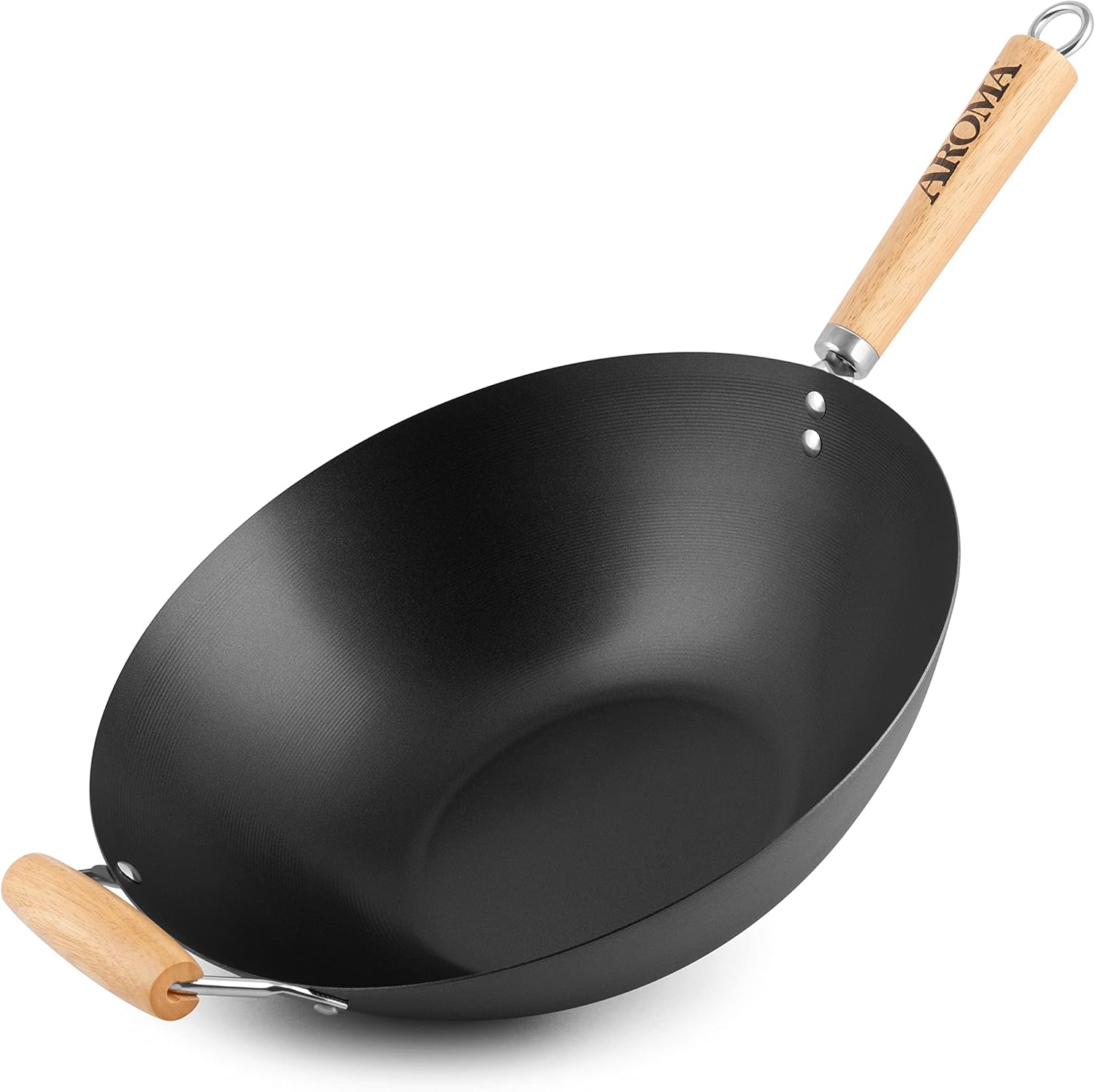 Aroma Housewares 14 Heavy-Duty Non-Stick Wok with Heat-Resistant Handles
