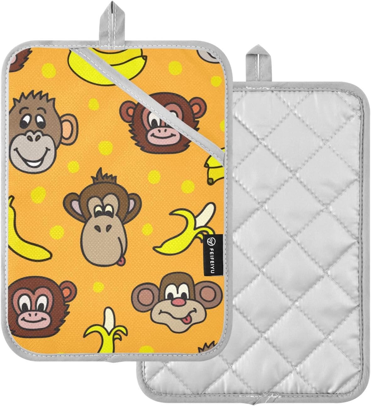 Dalzium Cute Monkeys Bananas Potholder Set of 2