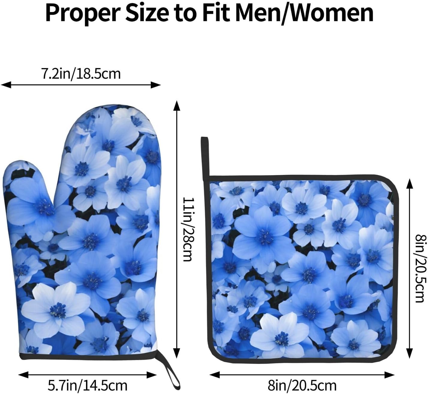 Quopvn Blue Flowers Oven Mitts and Pot Holders Set