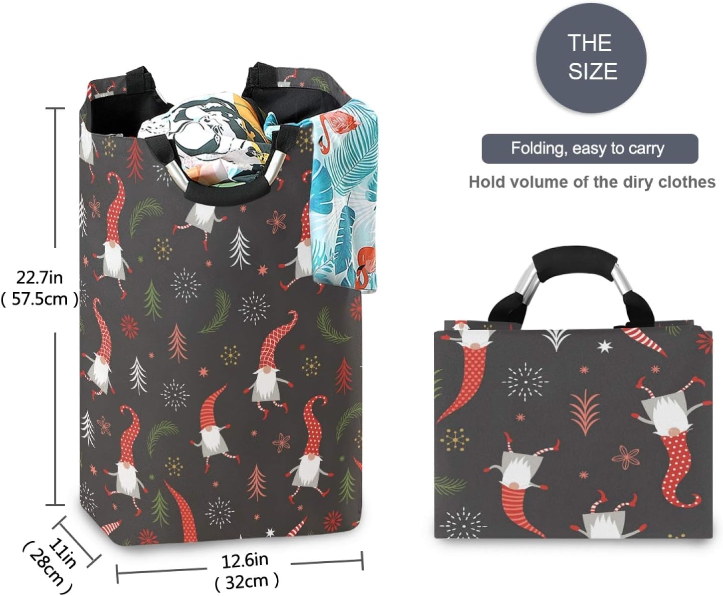 Susiyo Christmas Gnomes Laundry Basket Collapsible Storage for Cleaners and Kids