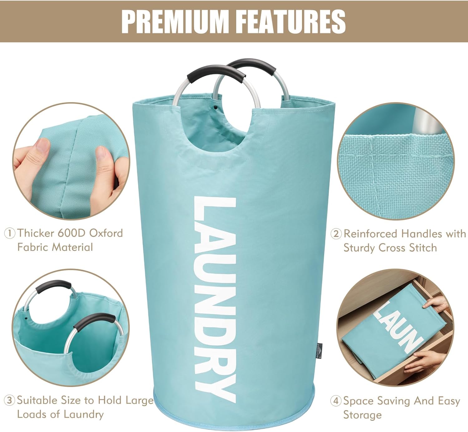 Big Strong Smooth Large Foldable Laundry Basket for Home