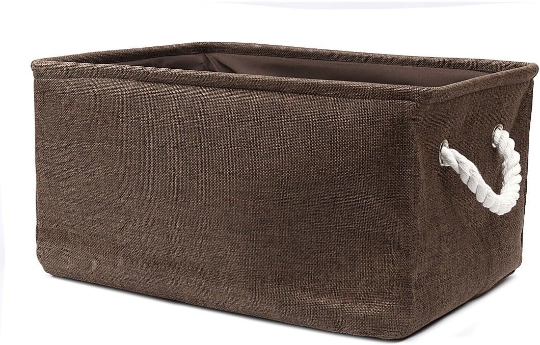 Collapsible Linen Organizer Basket with Dual Handles