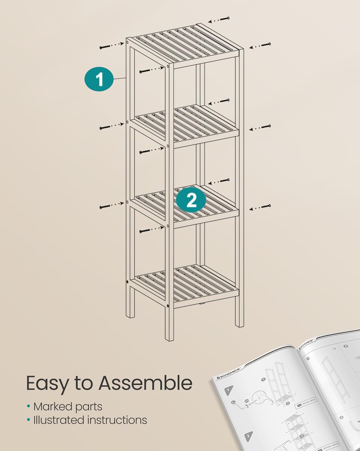 Bamboo Multi-Functional Storage Rack for Home Use