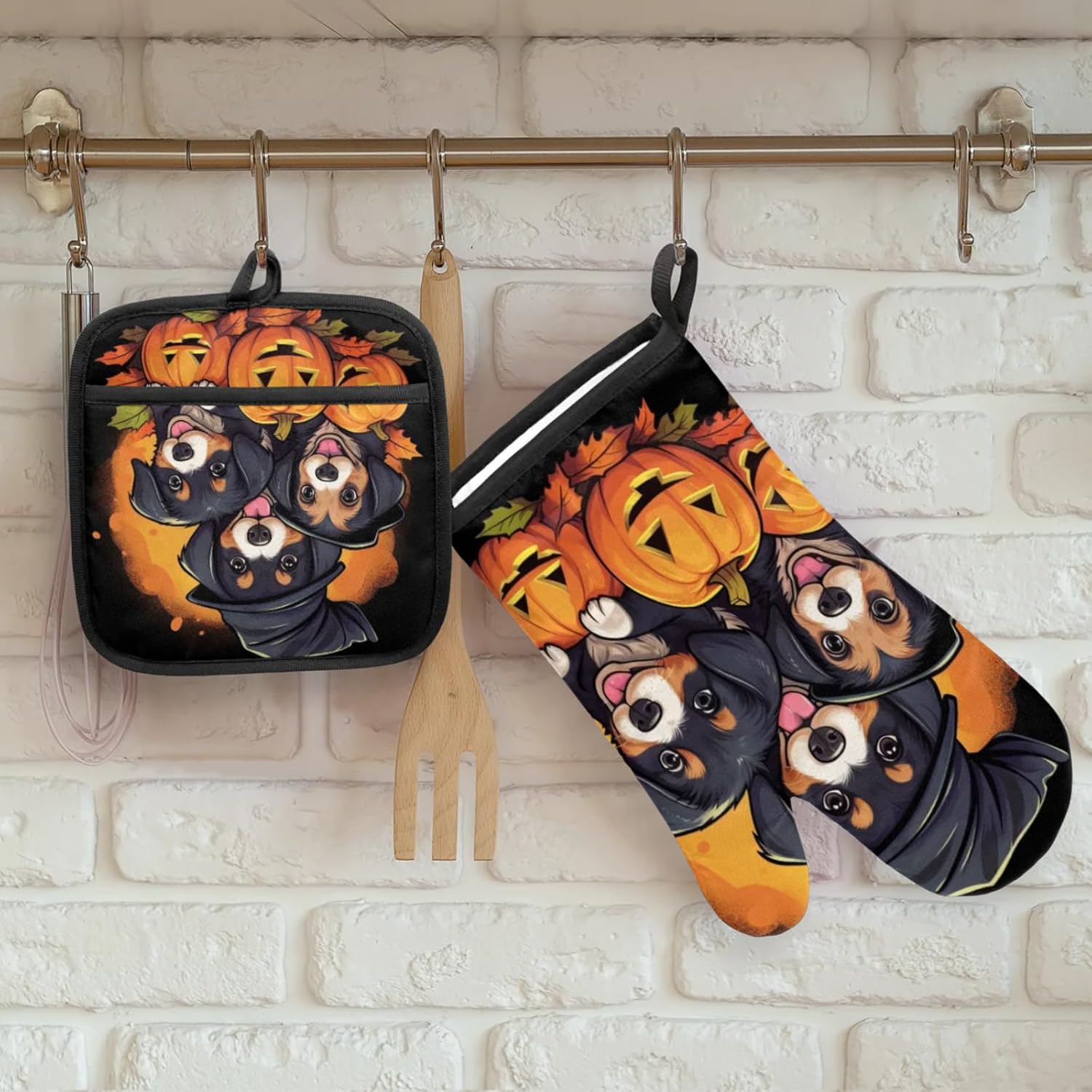 Halloween Pumpkins Oven Mitts Set of 2 for Dogs