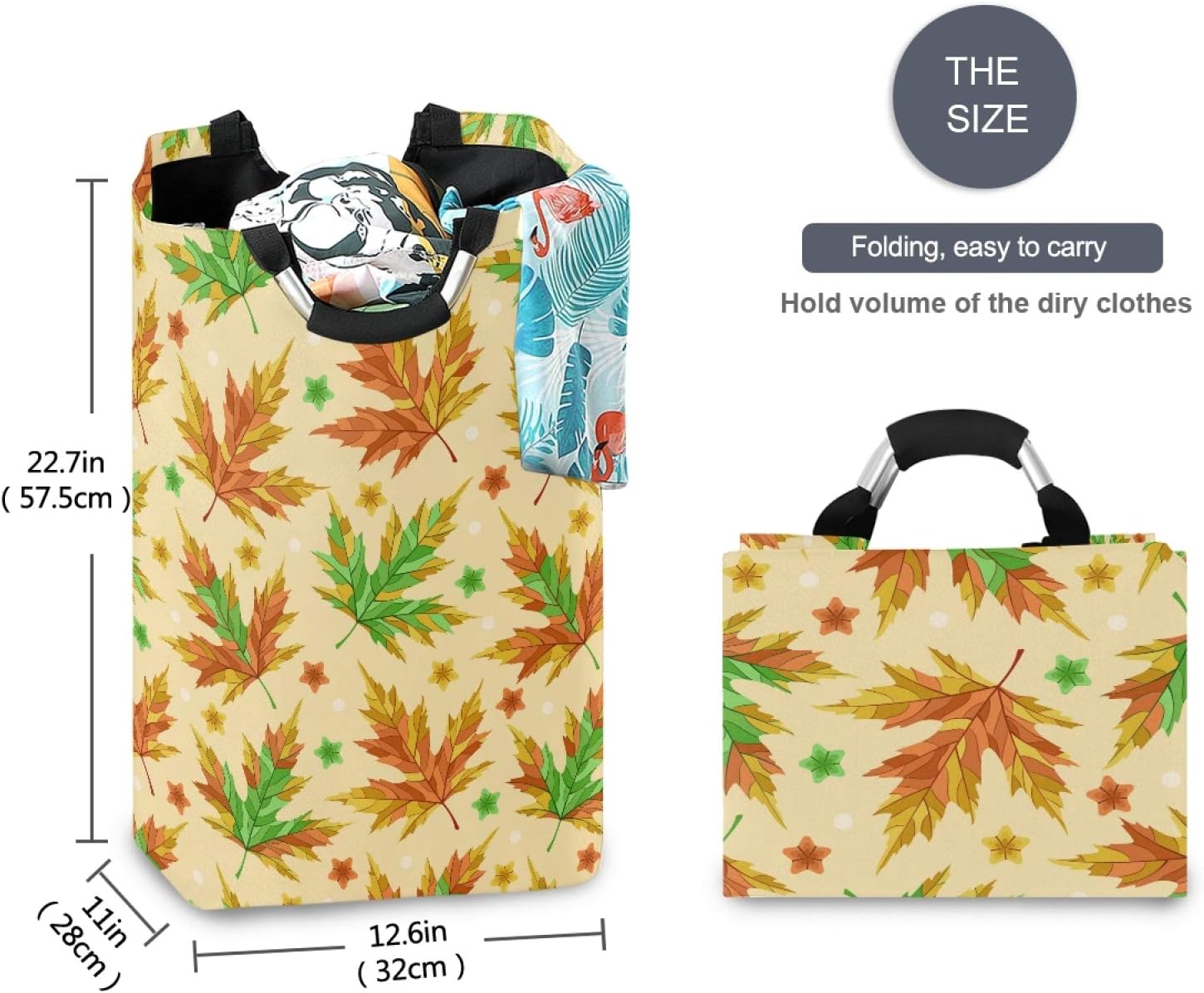 Warm foldable Autumn Leaves Laundry Basket for Home Kitchen Storage