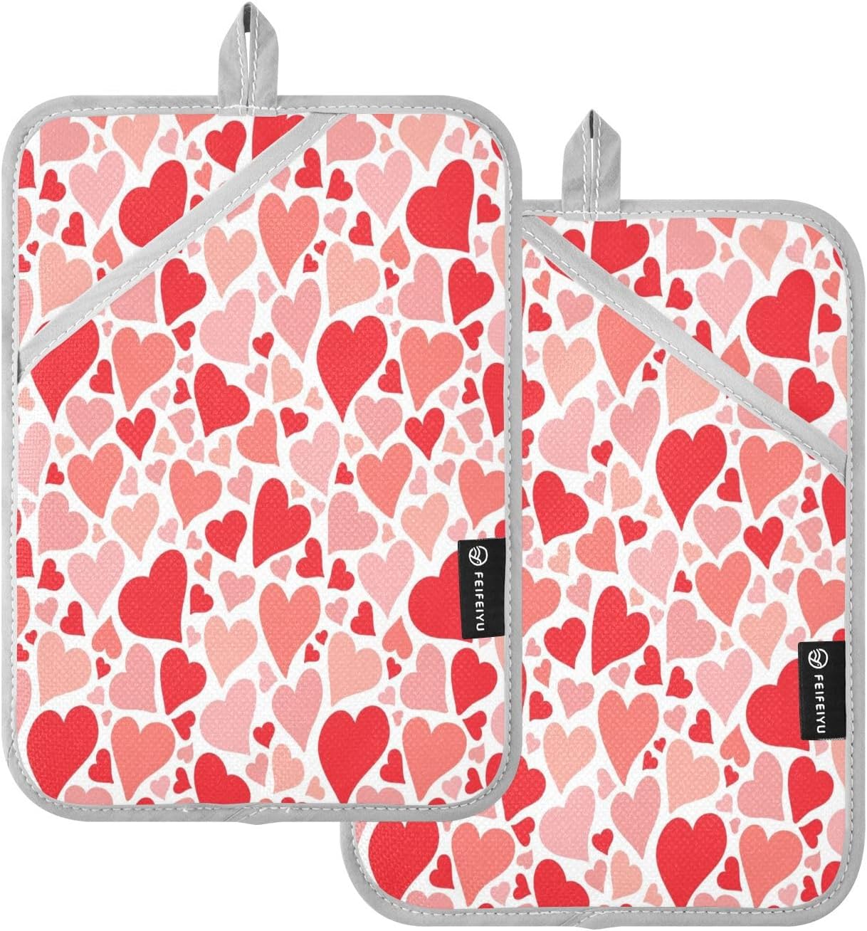 Kcldeci Colorful Hearts Oven Mitts 2-Pack