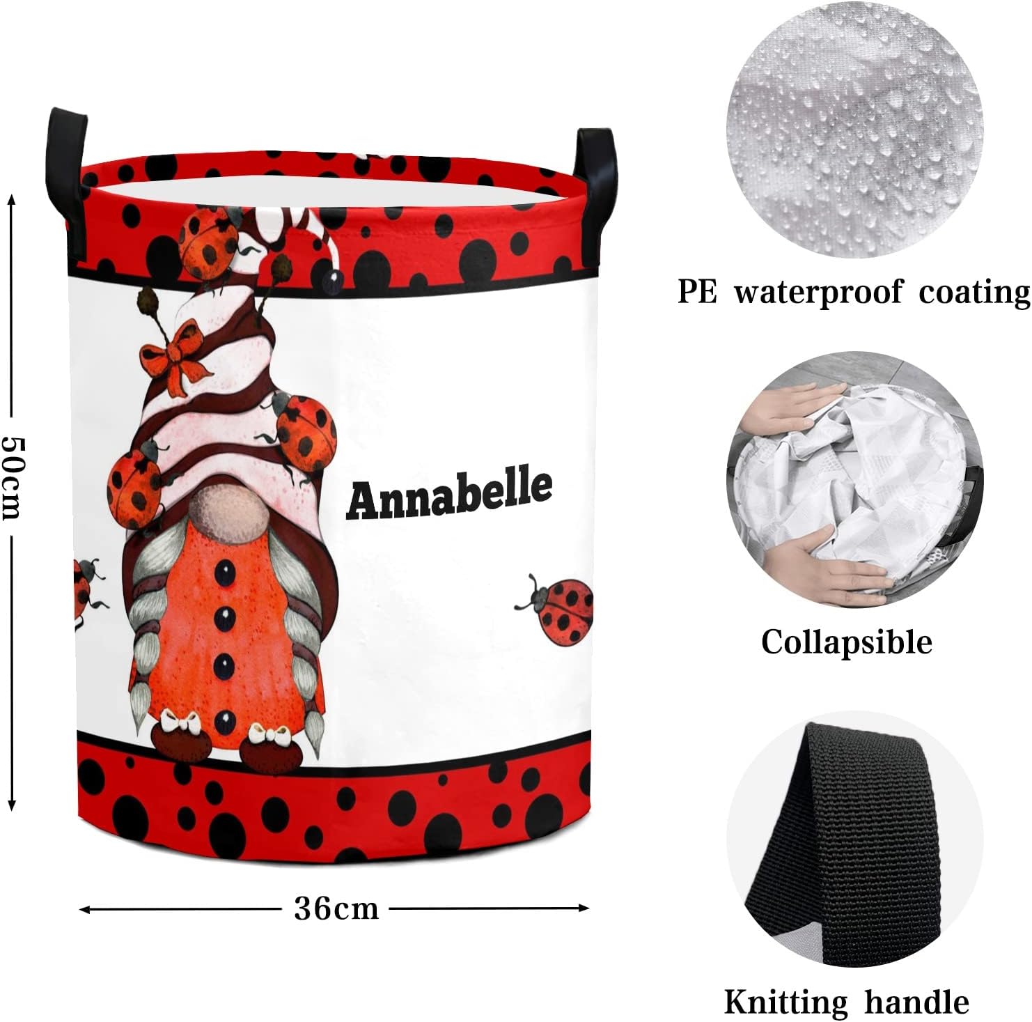 Ladybird Dots Gnome waterproof laundry basket