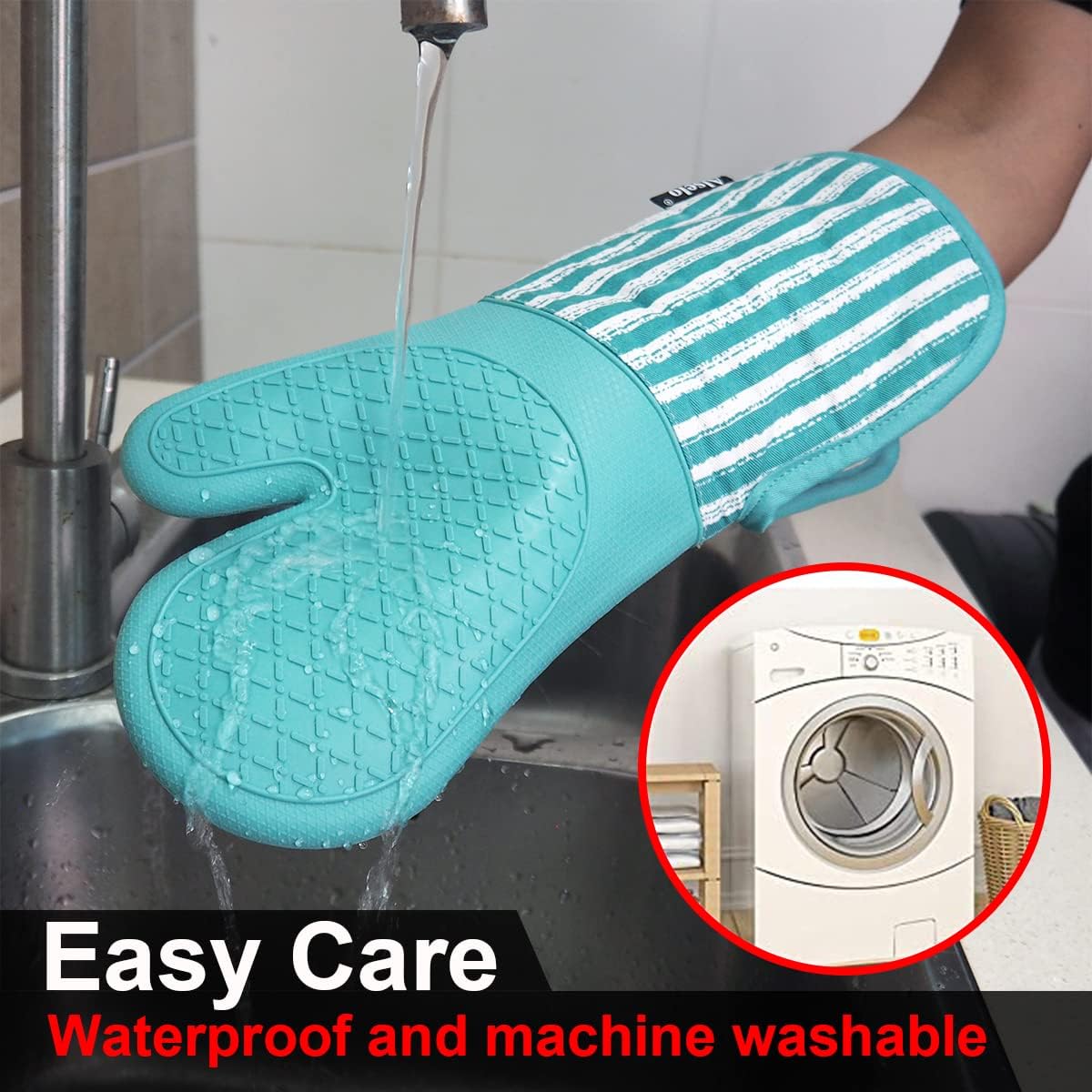 Alselo Silicone Oven Mitts Heat-Resistant Durable and Sure-Grabbing