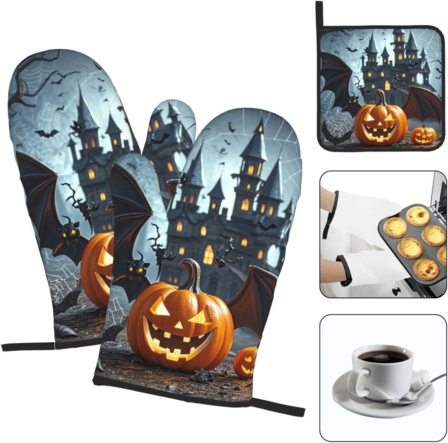 Oven Glove Potholder Set Fun Halloween Kitchen Accessories