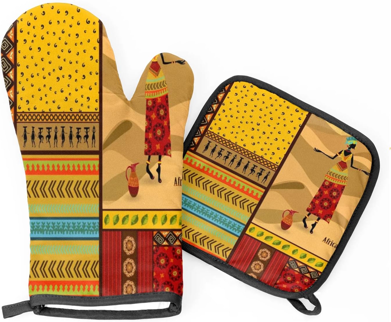 Africa Fun Theme Pot Holder Oven mitt Set