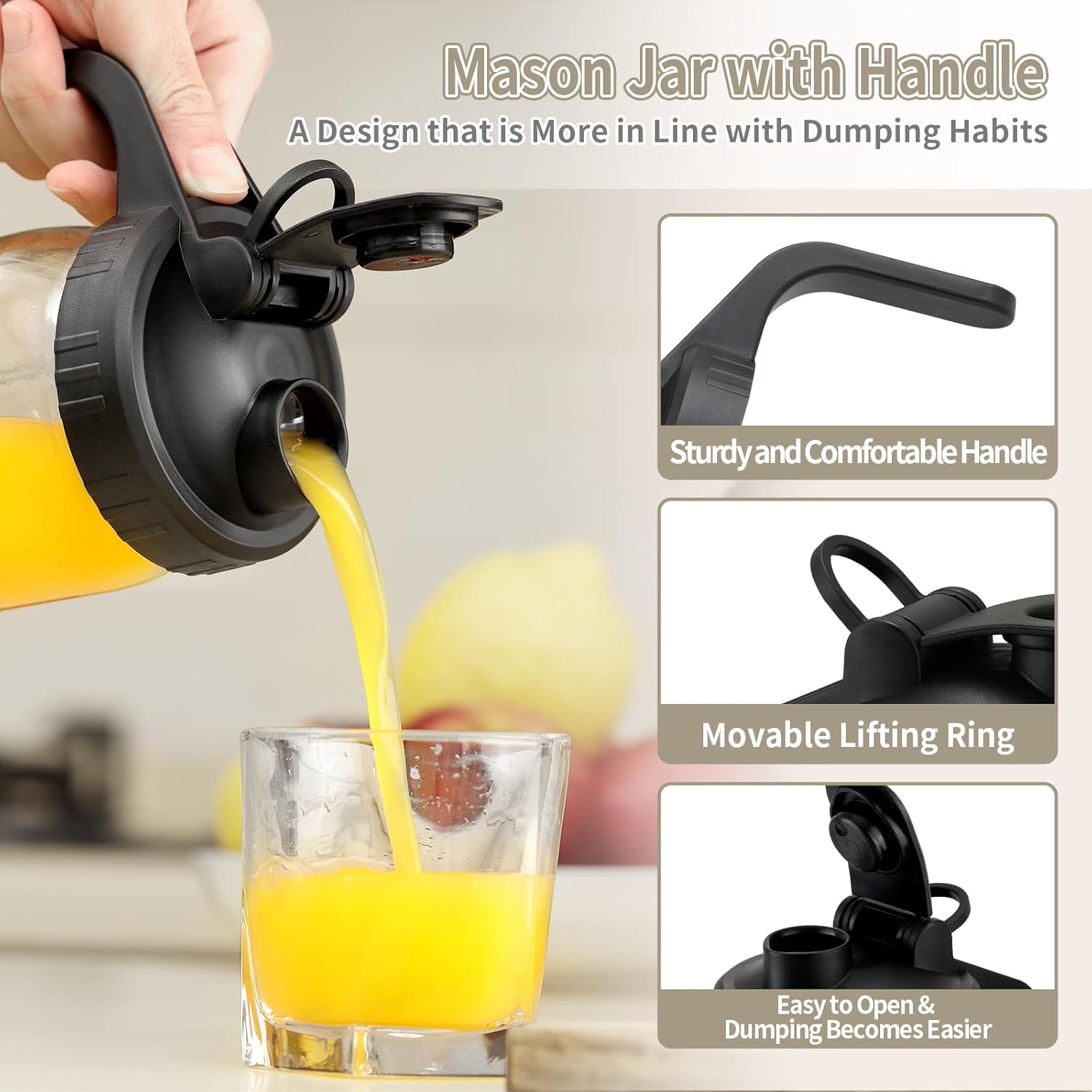 Wide Mouth Mason Jar Lids with Handle