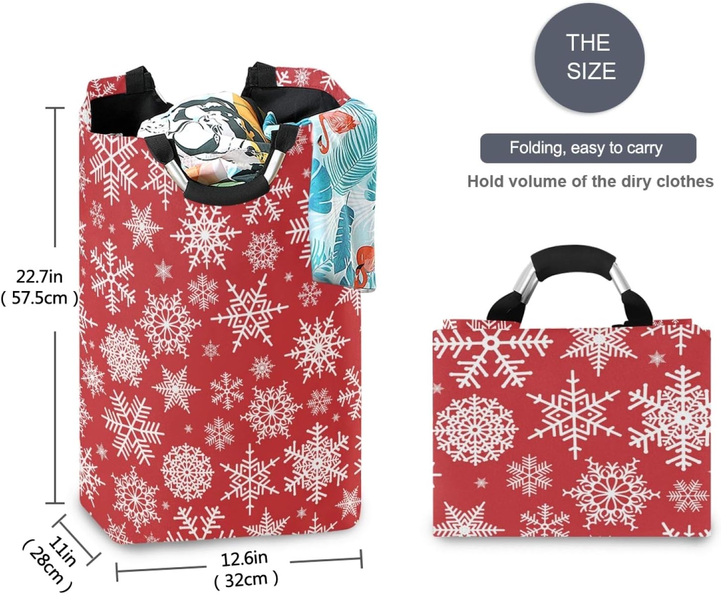 Sushi Christmas White Snowflakes Laundry Basket
