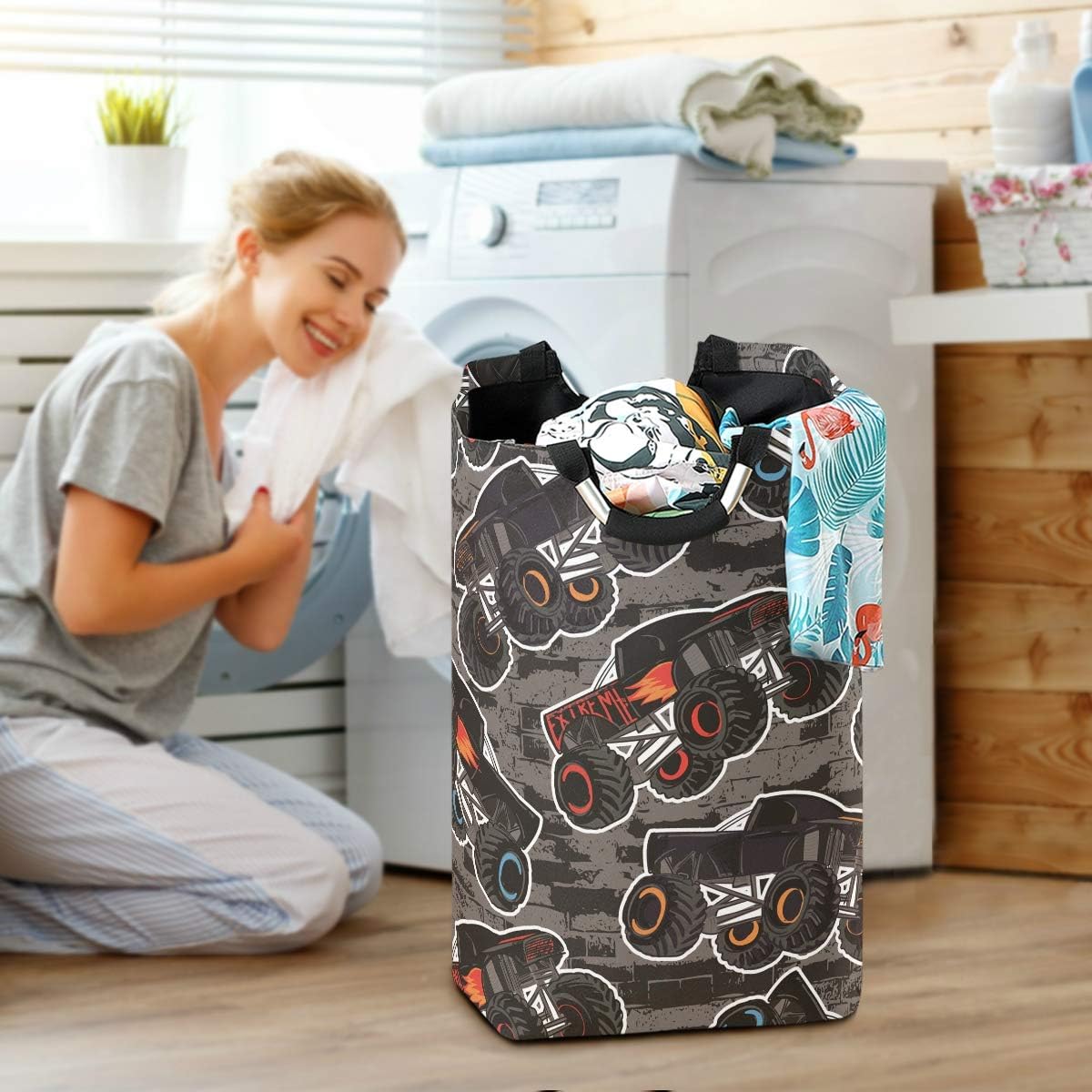 Susiyo Monster Truck Car Laundry Basket Collapsible Hamper