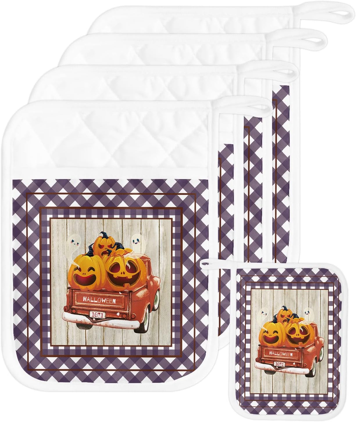 Halloween Ghost Pumpkins 5 in 1 Pot Holders