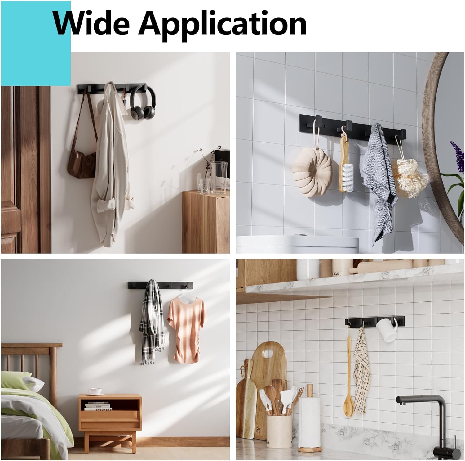 STKYGOOD Coats Hangedentryway bathroom bedroom Matt Black Heavy Duty 44 lbs Capacity