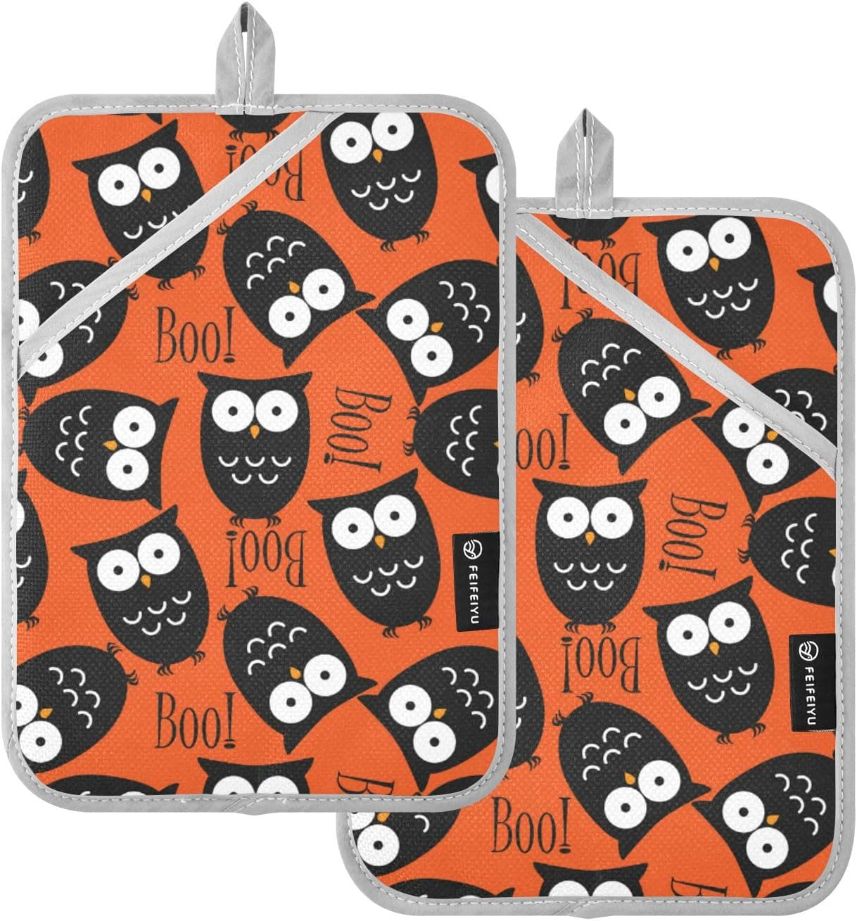 Carving out your Halloween spirit with OURVII 2-Piece Owl Potholders