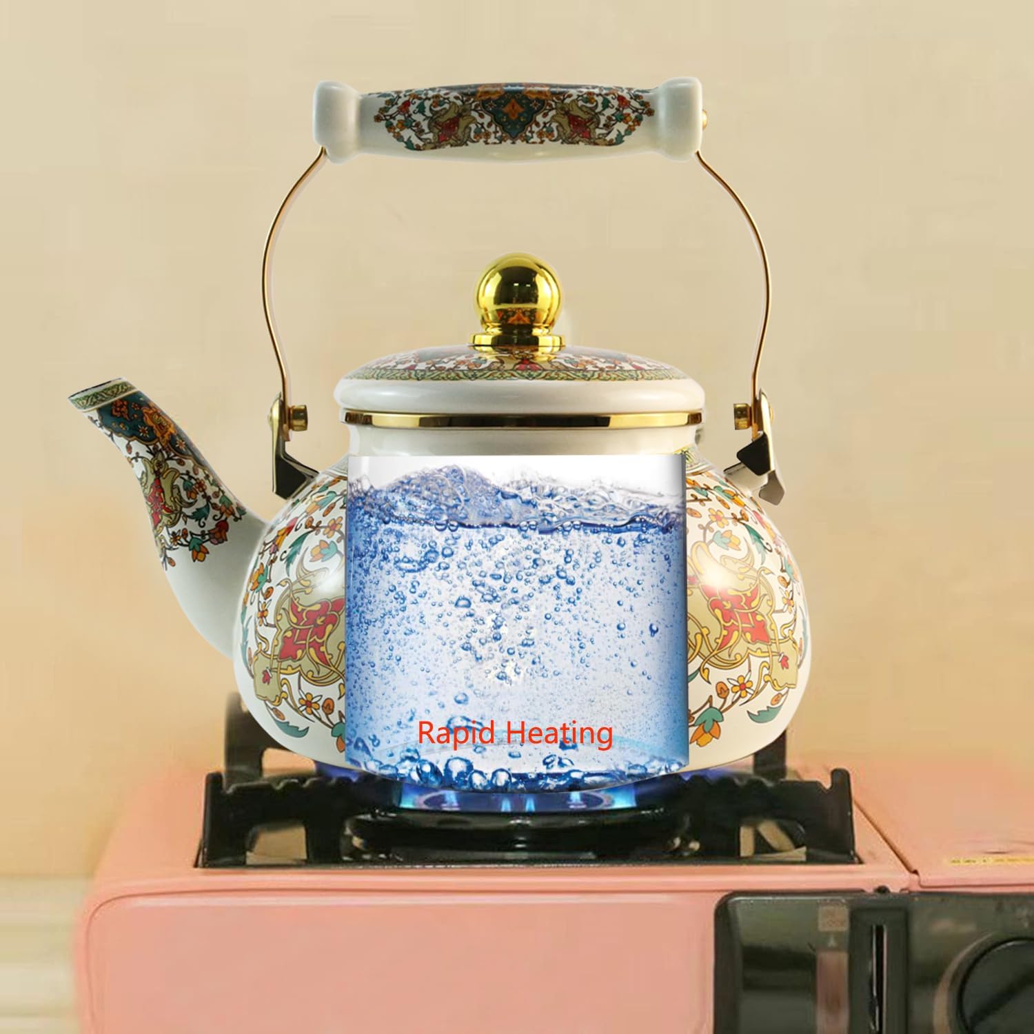 Floral Metal Tea Kettle