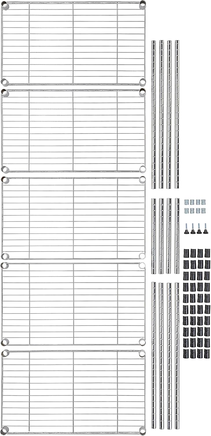 5-Shelf Adjustable Steel Storage Unit - Durable and Easy to Use