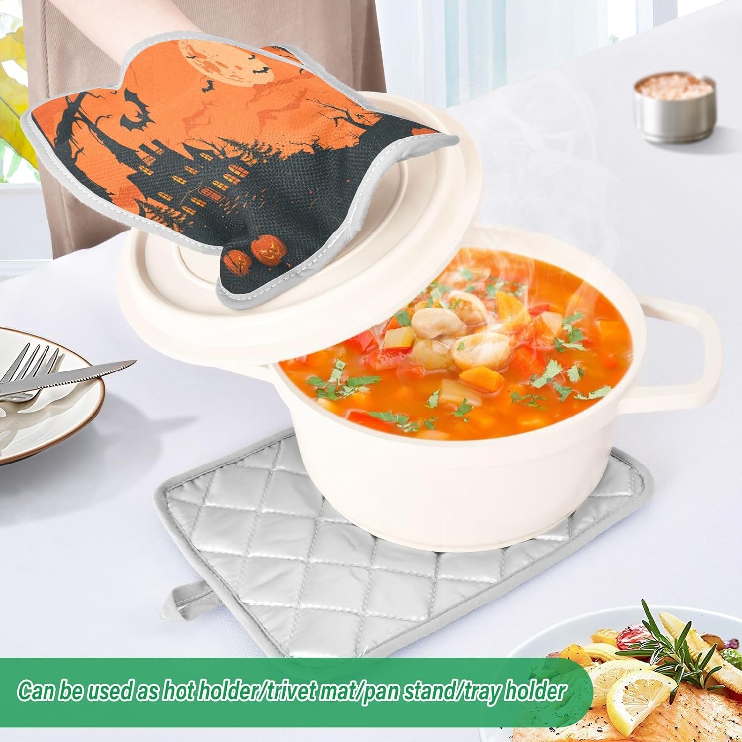 KLUVIO Halloween-Style Heat-Resistant Potholders Set of 2
