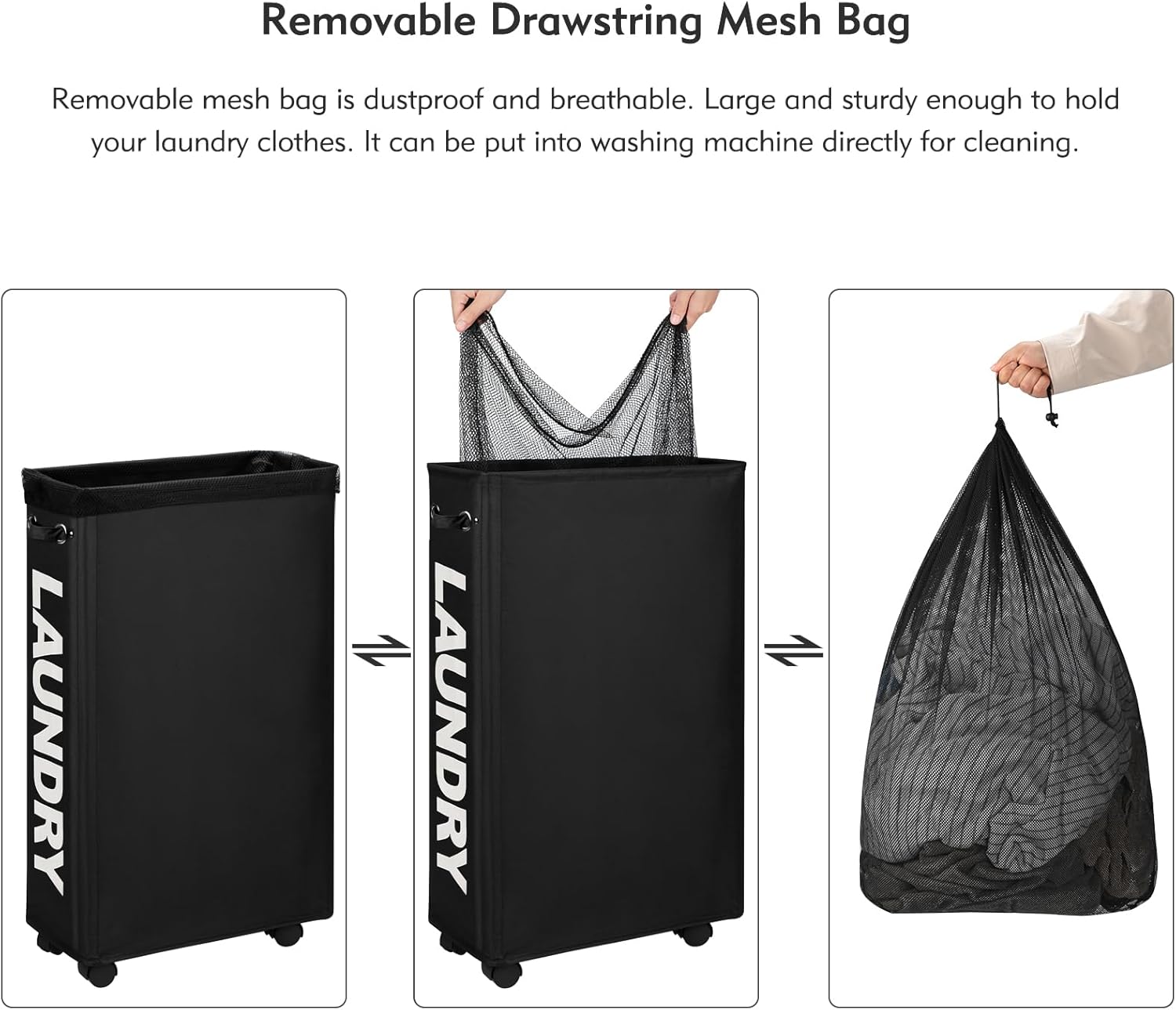 4-Wheeled Rollable Storage Basket for Laundries