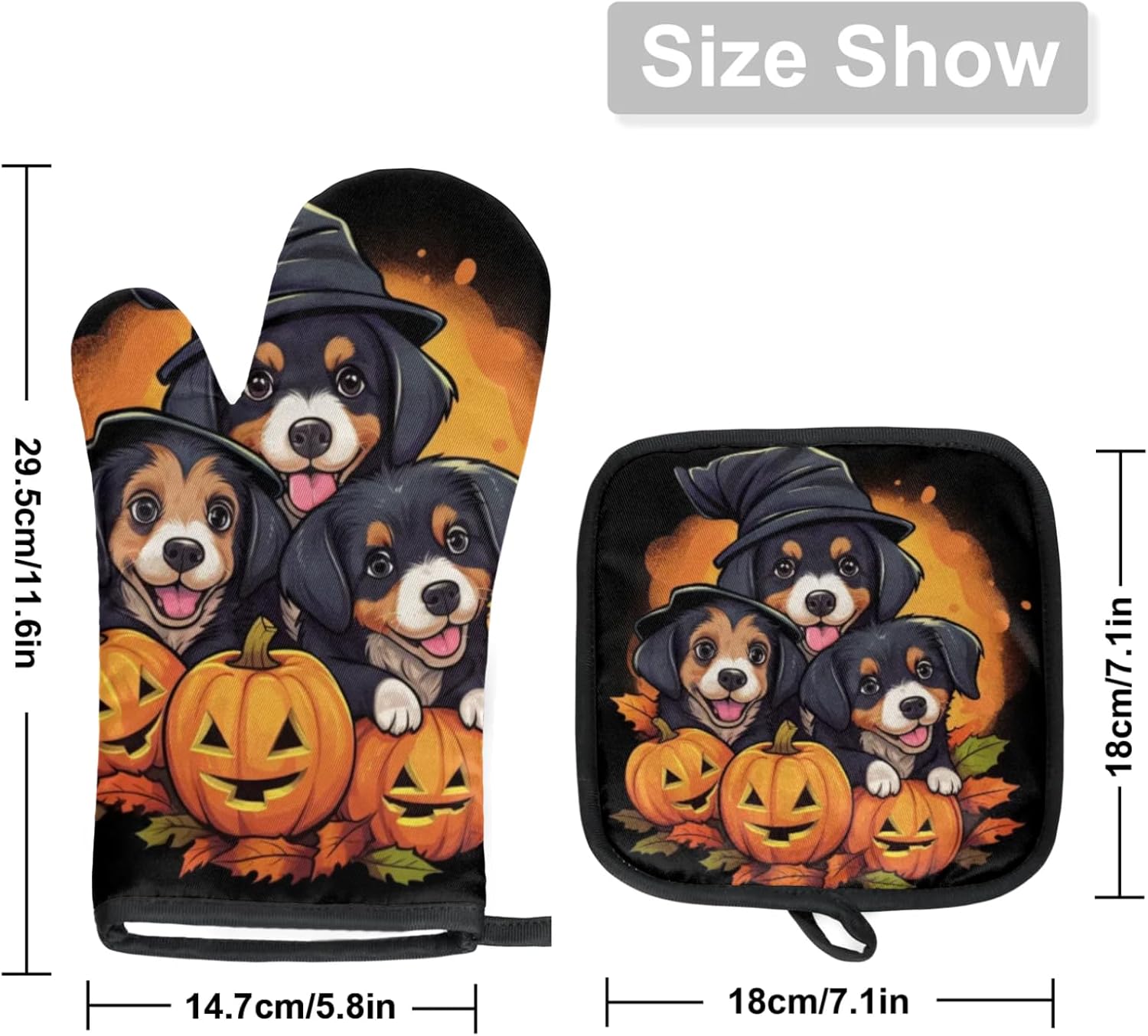 Halloween Pumpkins Oven Mitts Set of 2 for Dogs