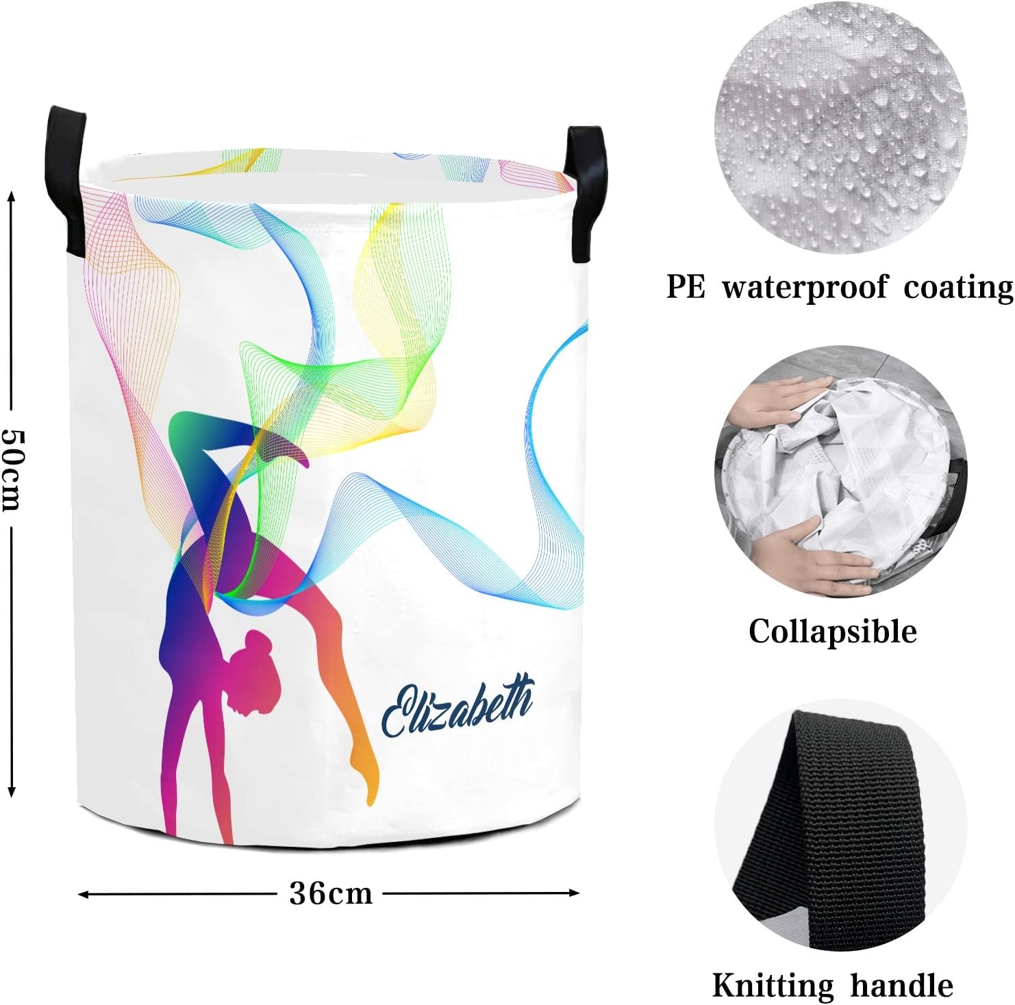 NZOOHY Rhytmic Gymnastics Water Resistant Foldable Laundry Basket Bag