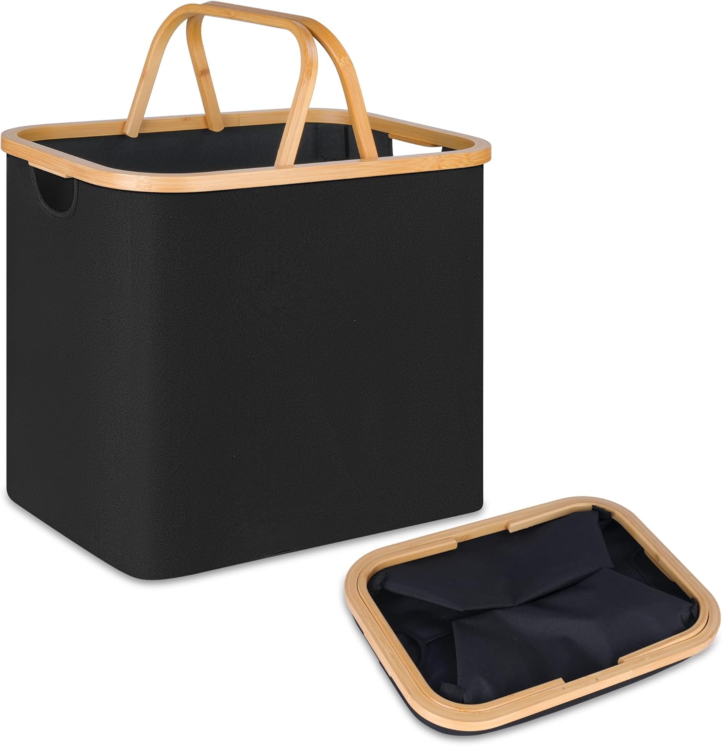 Laundry Basket with Handles Collapsible 60L Black