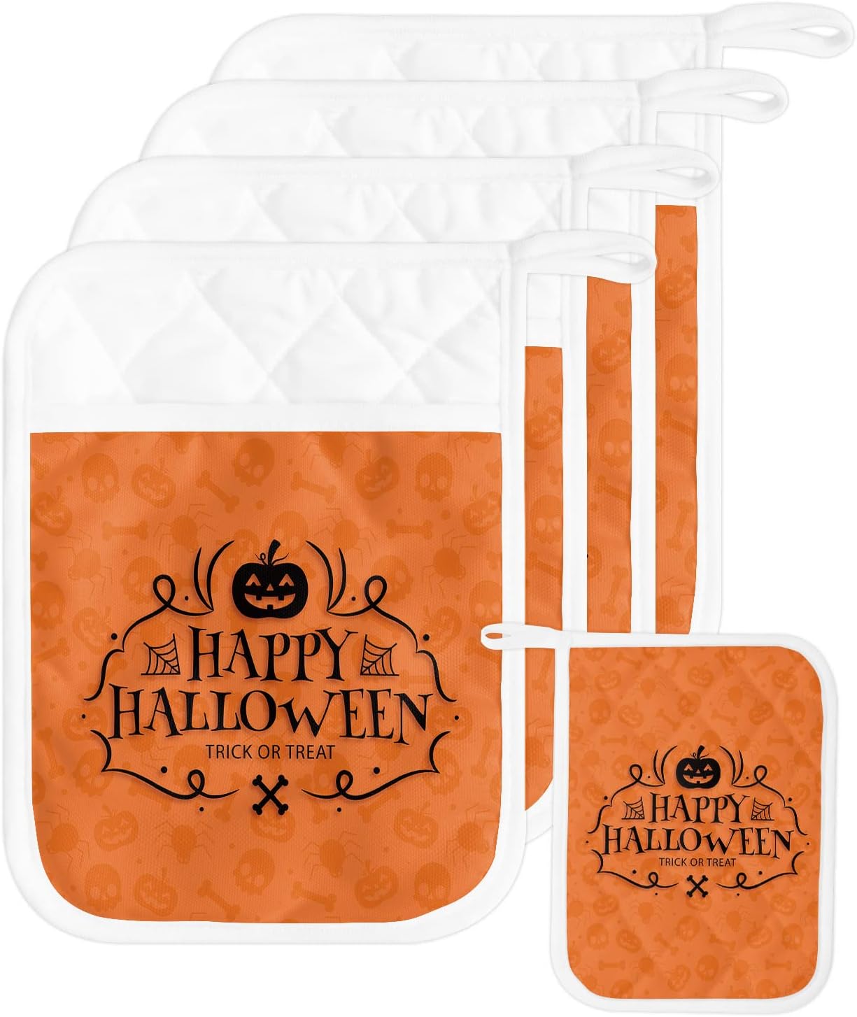 Hilarious Halloween Orange Pot Holders Set