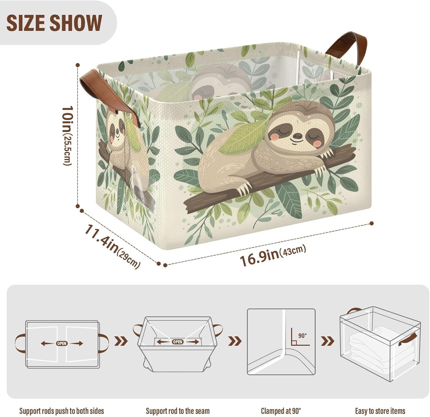 Sloth Storage Basket Collapsible 32L Waterproof - Perfect for Organisation
