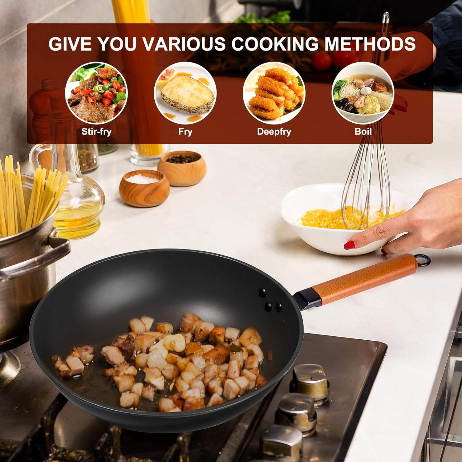 Premium 13 Wok with Lid for Efficient Cooking