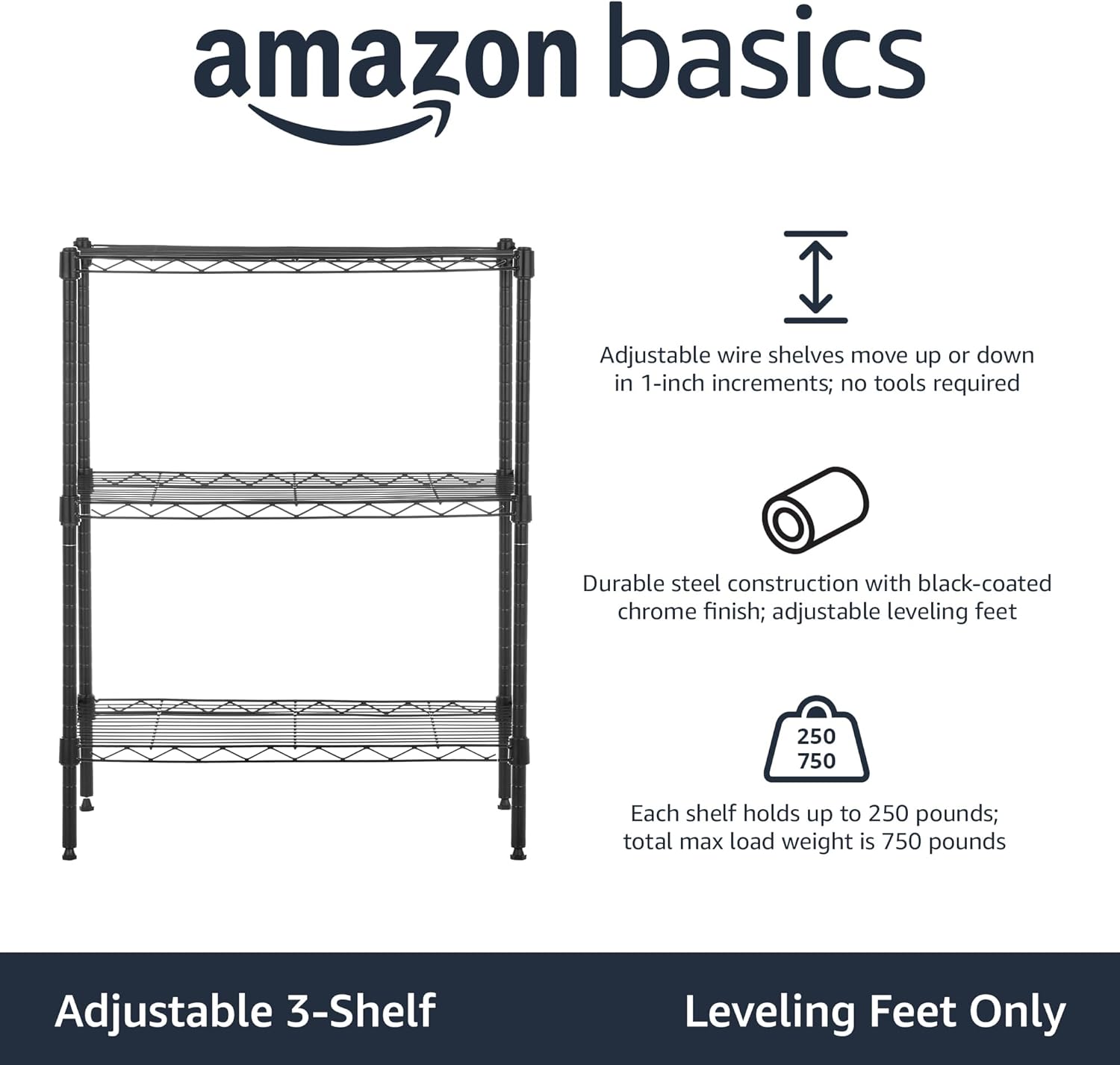 Adjustable Steel Wire Rack for Kitchen Garage Storage