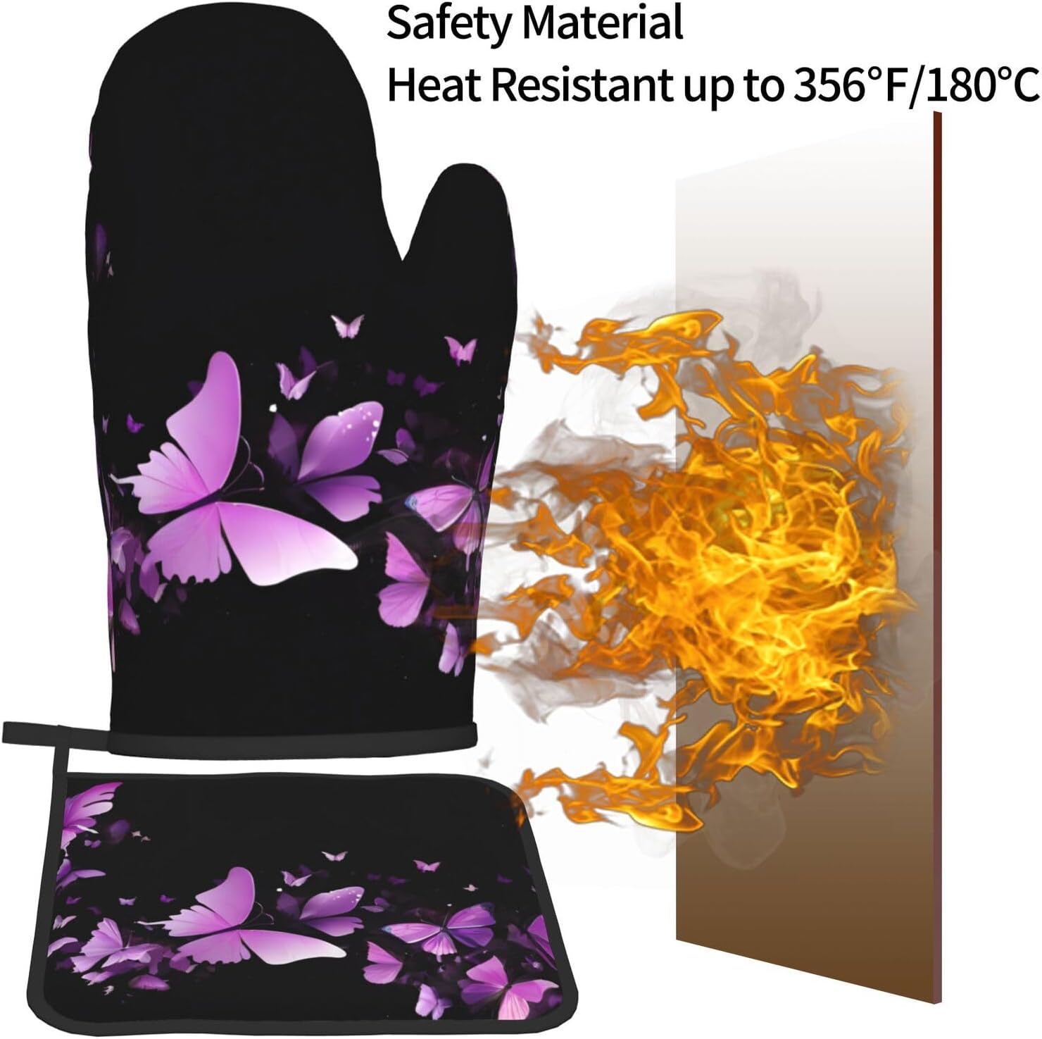 Unique printed Design Oven Mitt Pot Holder Set ThermalProof Durable by Quopvn