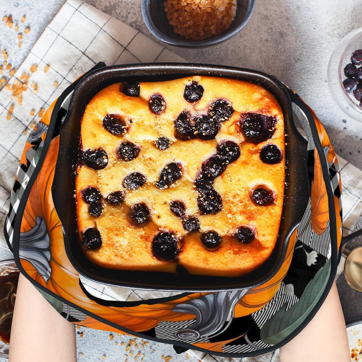 Halloween Halloween Plastic pumpkin checkered double ovenmitts