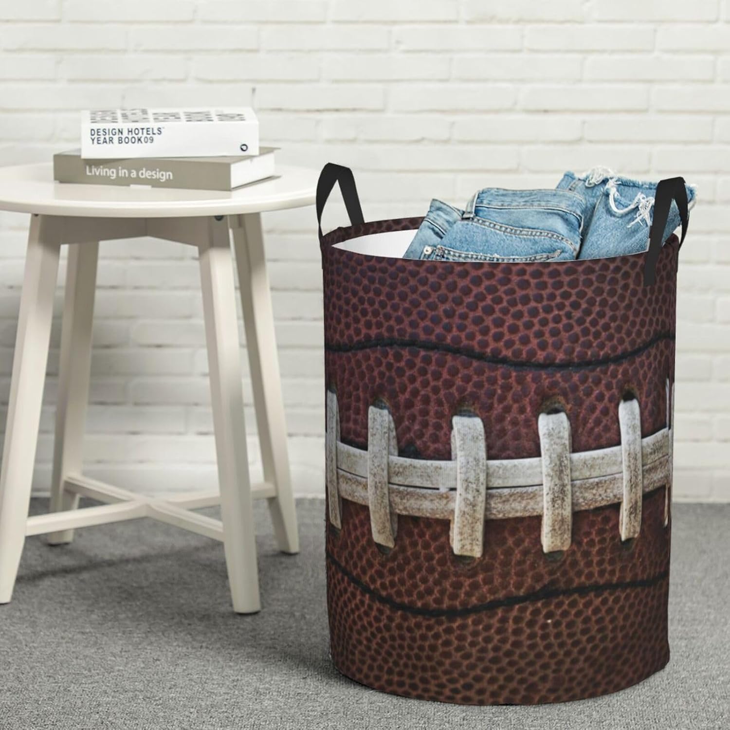 American football-themed waterproof foldable laundry basket for kids and adults