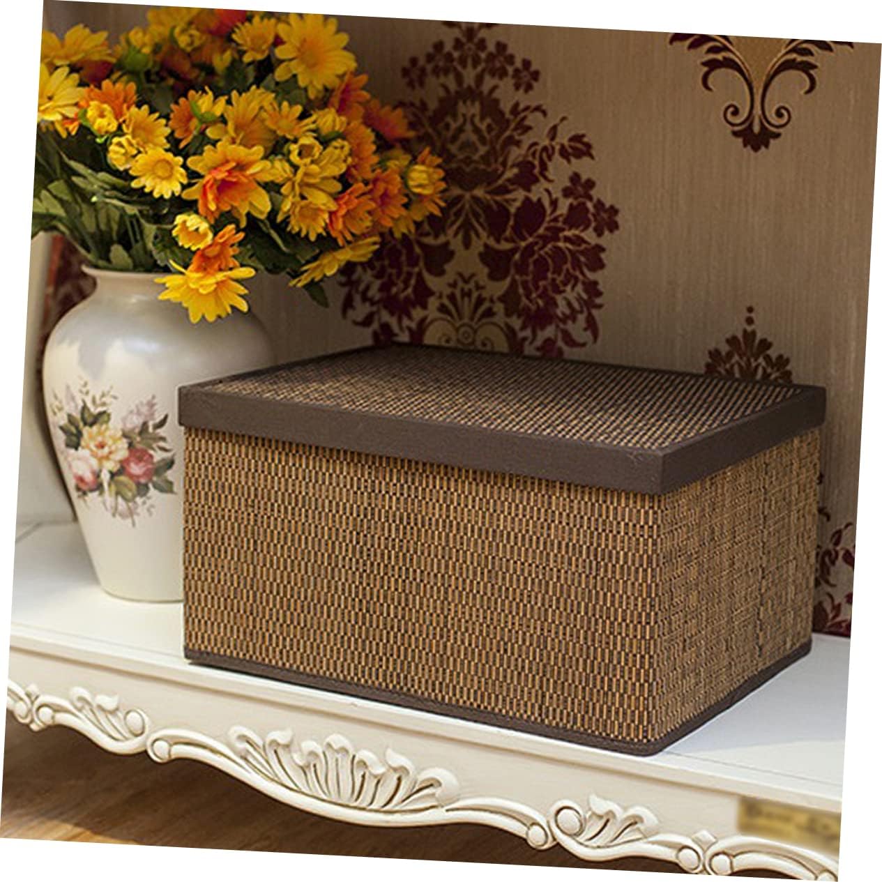 BESTonZON Wicker Laundry Basket with Lid Drawer Organizer