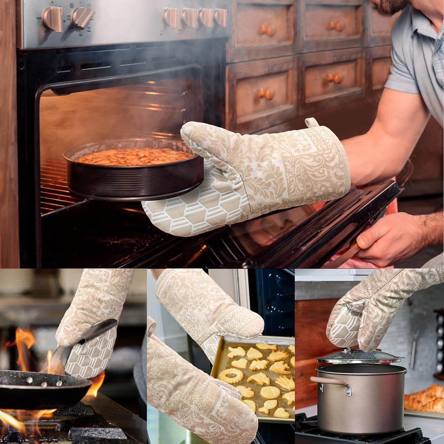Alselo Heat-Resistant Oven Mitts Set of 2