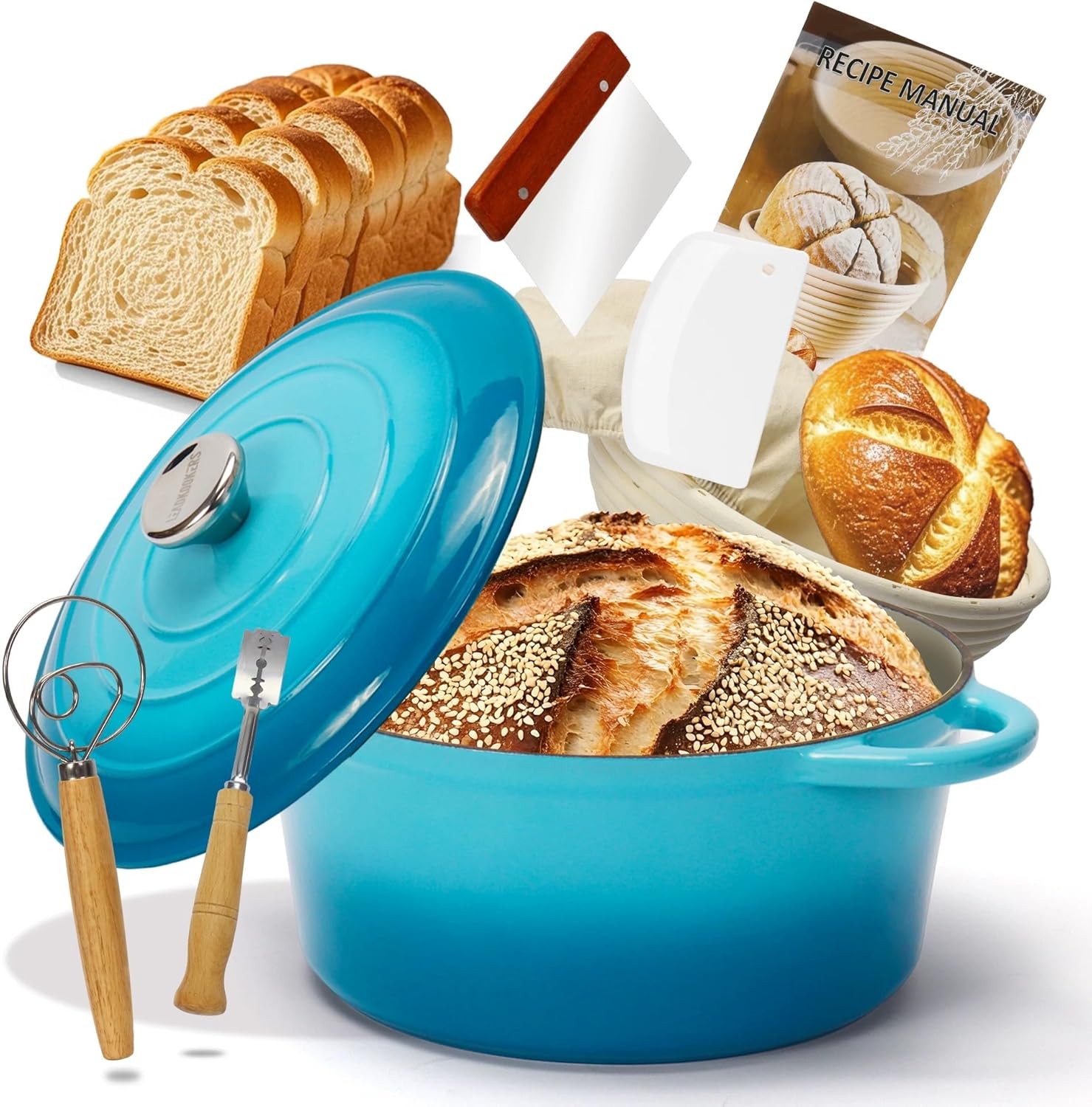 5 QT Cast Iron Dutch Oven for Perfect Bread Baking