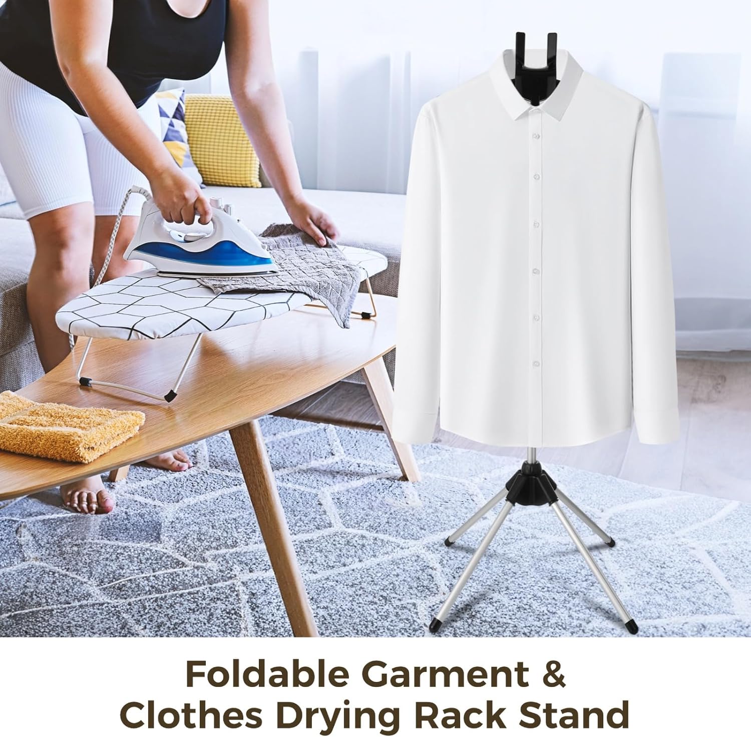Sturdy Adjustable Folding Clothes Rack with 4 Legs
