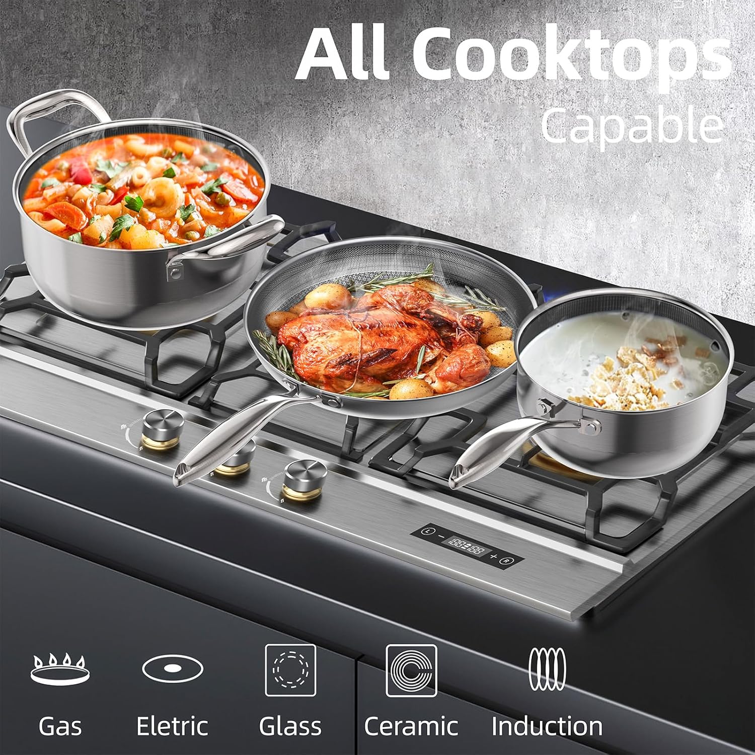 Stainless Steel Saucepan Nonstick with Ceramic Lid