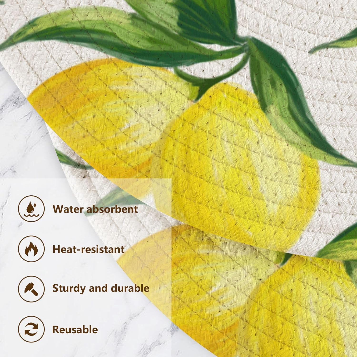 ALAZA Yellow Lemon Pot Holder Set