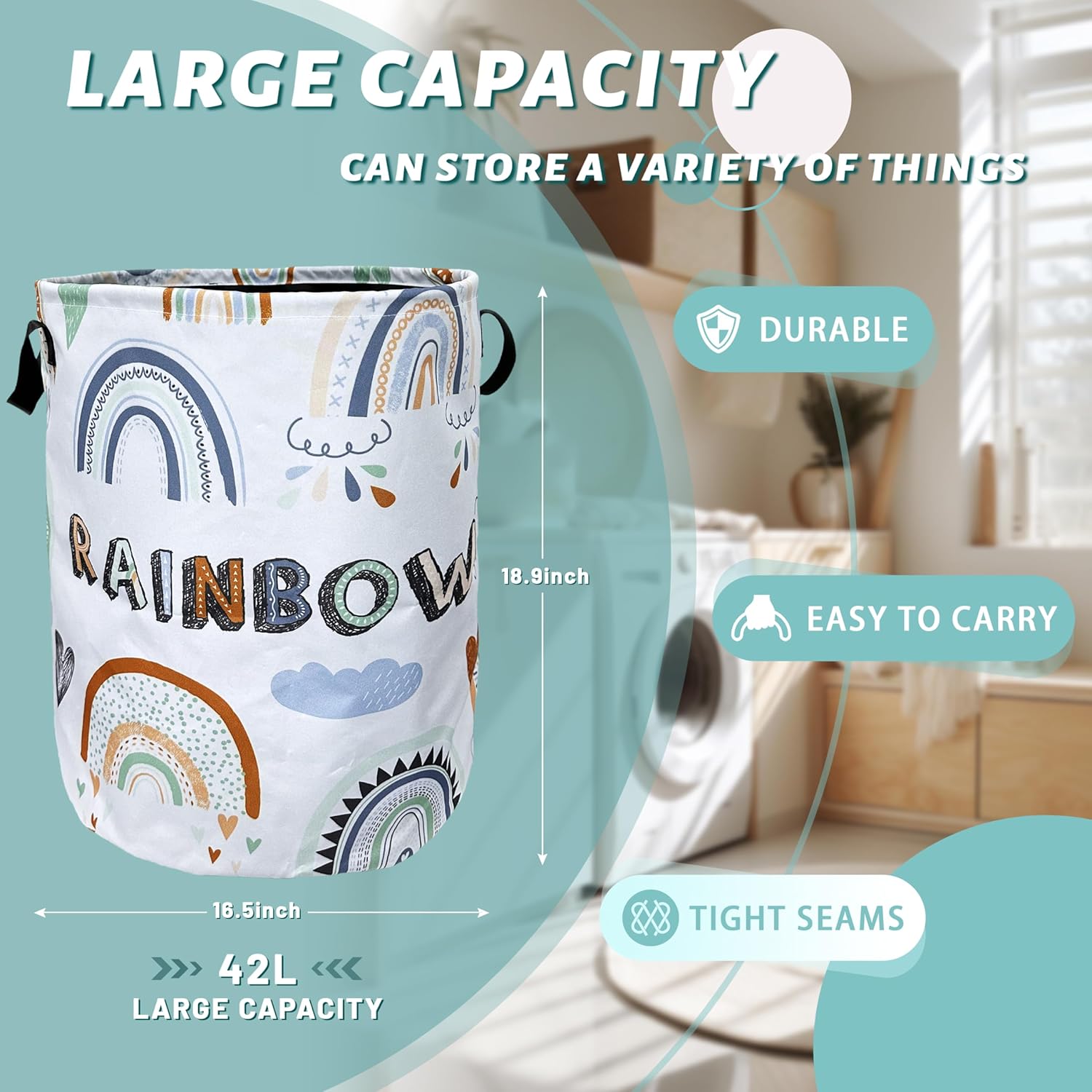 Cute Rainbow Functional Laundry Basket